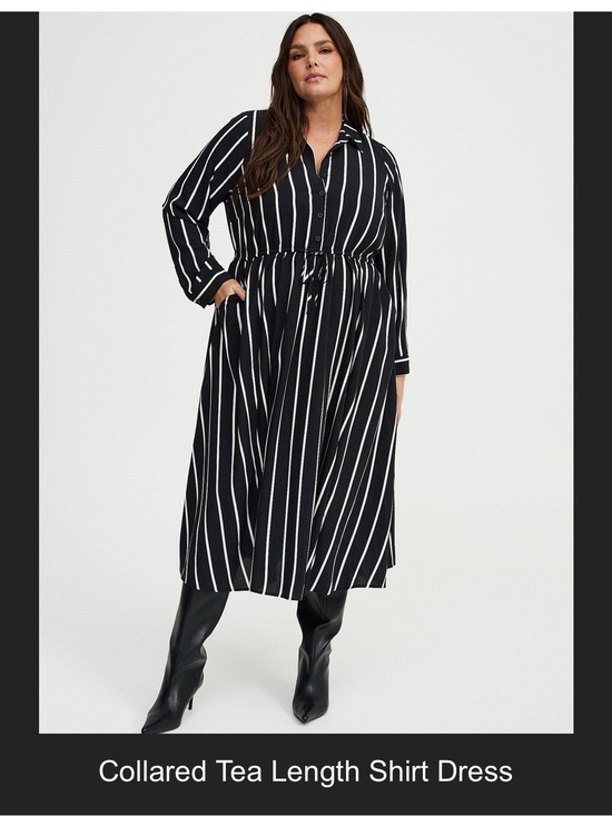 torrid Dresses & Skirts - torrid Black & White Striped Midi Shirt Dress